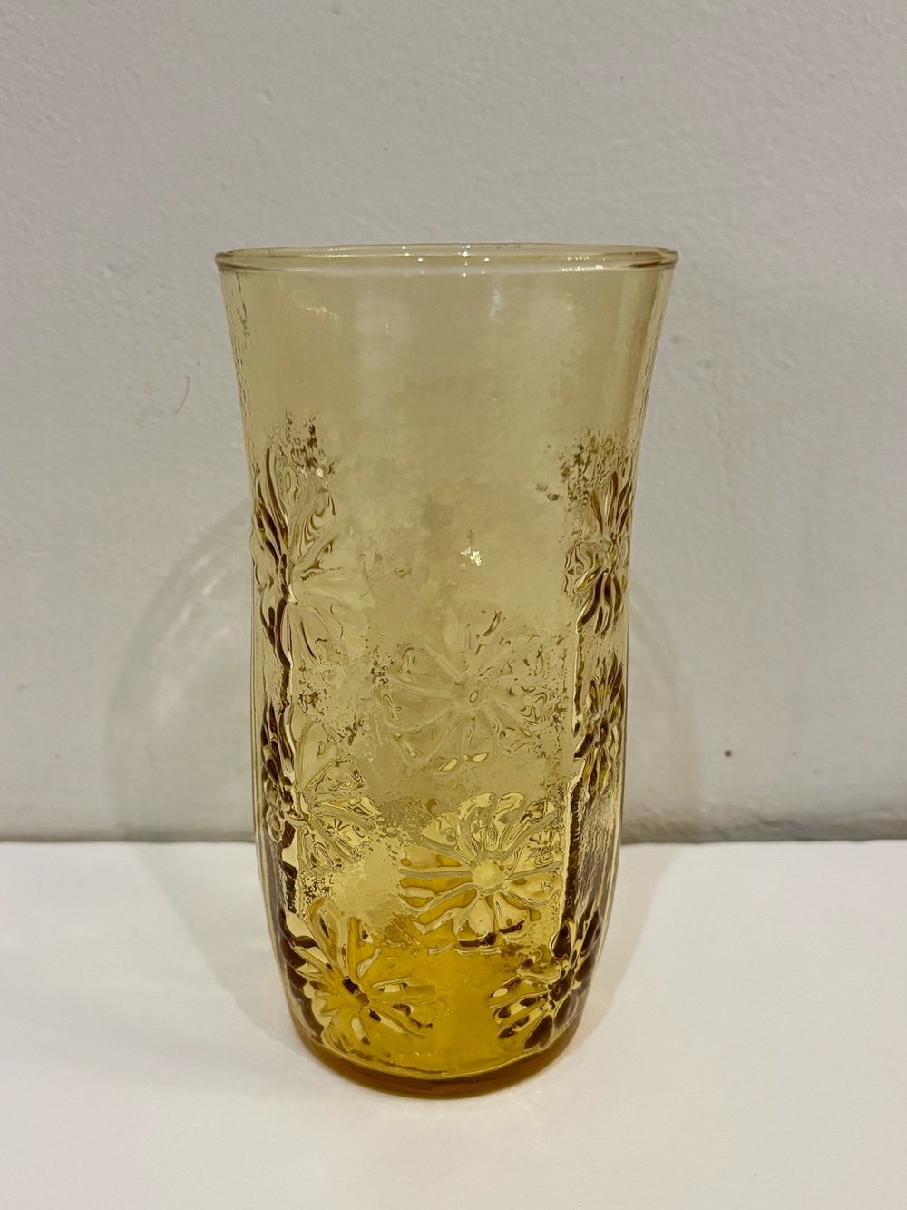 Anchor Hocking Amber Floral Glass Tumbler/Vase